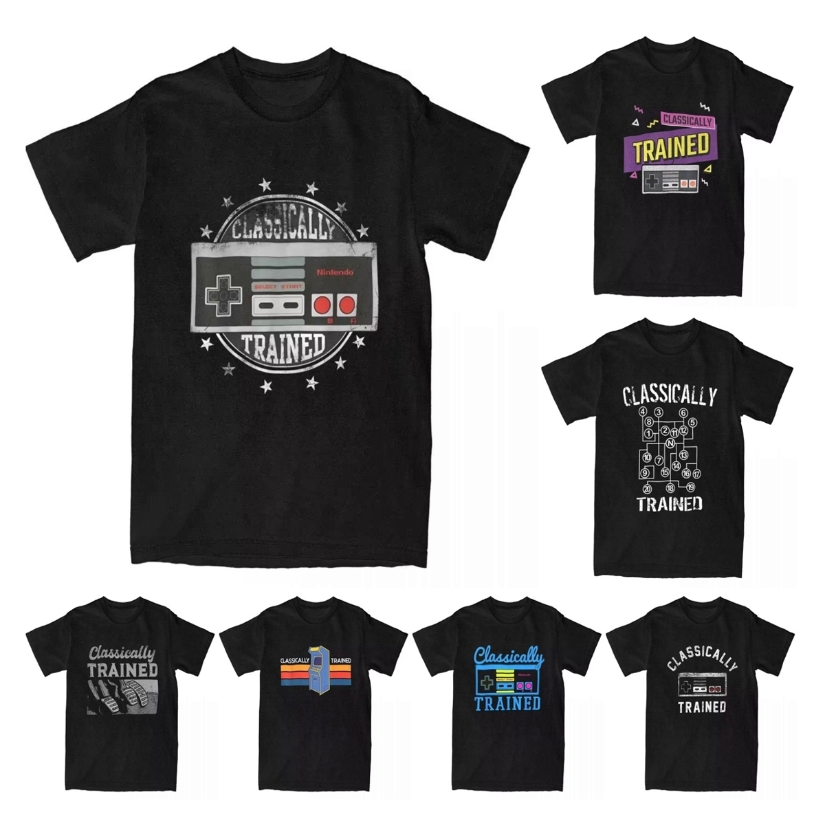 Retro Gaming T Shirt - Nintendo NES Controller Classically Trained Graphic